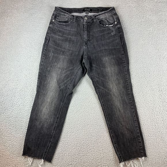 Judy Blue Denim - Judy Blue Jeans Womens 14W Black High Waist Ankle Skinny Fit Raw Hem Denim Jeans
